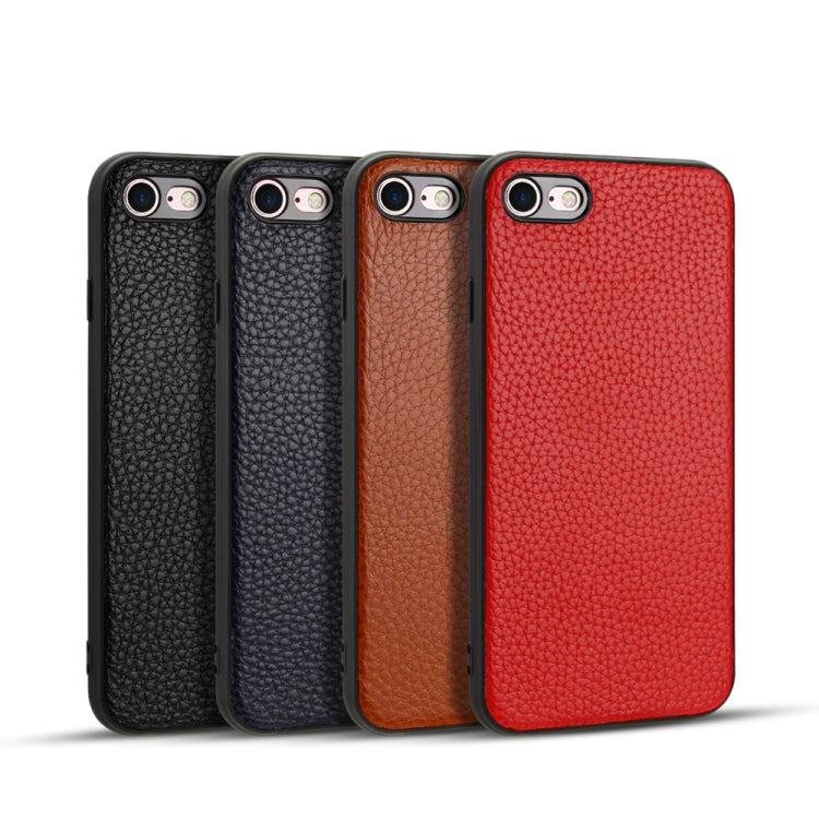 For iPhone 8 / 7   Litchi Pattern Leather Anti-falling TPU Mobile Phone Shell Protective Case