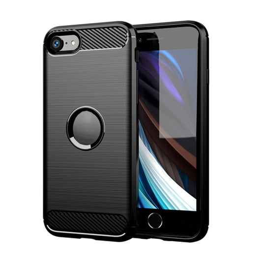 For  iPhone SE 2020 Brushed Texture Carbon Fiber TPU Case