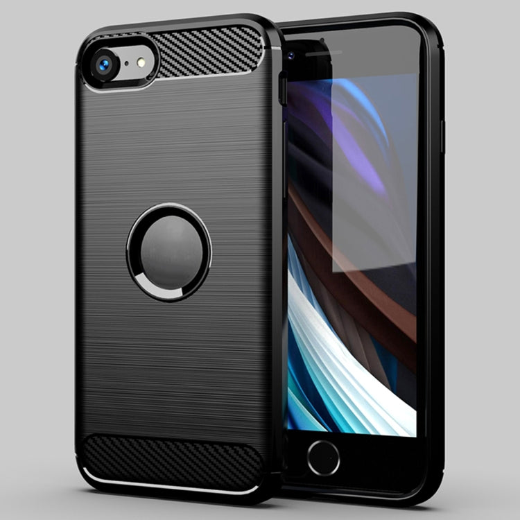 For  iPhone SE 2020 Brushed Texture Carbon Fiber TPU Case