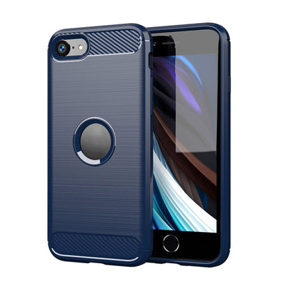 For  iPhone SE 2020 Brushed Texture Carbon Fiber TPU Case