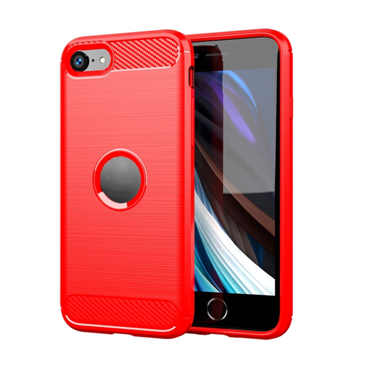 For  iPhone SE 2020 Brushed Texture Carbon Fiber TPU Case