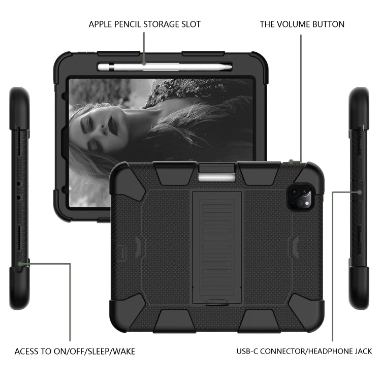 For iPad Pro 11 (2020) Shockproof Two-Color Silicone Protection Case with Holder & Pen Slot