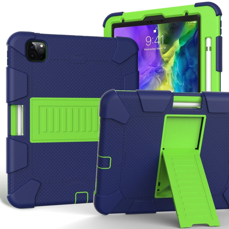 For iPad Pro 11 (2020) Shockproof Two-Color Silicone Protection Case with Holder & Pen Slot