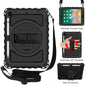 For iPad 9.7 (2018) & (2017) 360 Degree Rotation PC + Silicone Shockproof Combination Case with Holder & Hand Grip Strap & Neck Strap