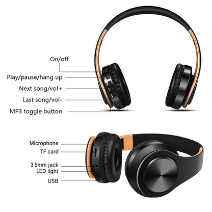 Tourya B7 Wireless Bluetooth Headset Foldable Headphone Adjustable Earphones with Microphone, B7 (Black Red), B7 (Black Blue)