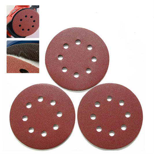 100 PCS 125MM Flocking Sandpaper 5 Inch 8 Hole Disc Sandpaper Self-adhesive Sandpaper, 40 Mesh, 60 Mesh, 80 Mesh, 100 Mesh, 120 Mesh, 150 Mesh, 180 Mesh, 240 Mesh, 320 Mesh, 400 Mesh, 600 Mesh, 800 Mesh, 1000 Mesh, 1200 Mesh, 1500 Mesh, 2000 Mesh
