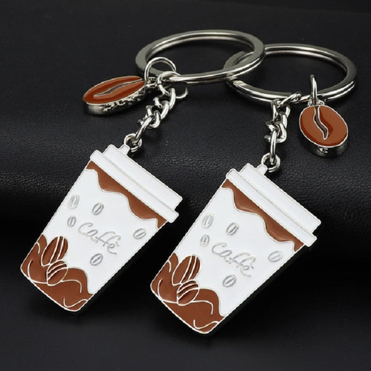 2 PCS Coffee Cup Keychain Creative Metal Pendant Small Gift, Coffee Cup Shape