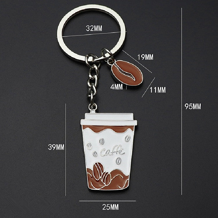 2 PCS Coffee Cup Keychain Creative Metal Pendant Small Gift, Coffee Cup Shape