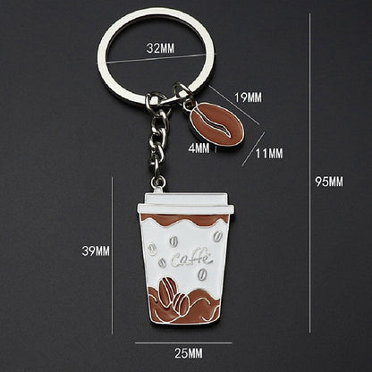 2 PCS Coffee Cup Keychain Creative Metal Pendant Small Gift, Coffee Cup Shape