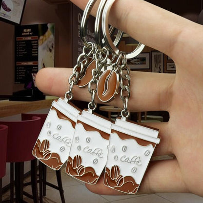 2 PCS Coffee Cup Keychain Creative Metal Pendant Small Gift, Coffee Cup Shape