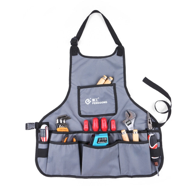 PENGGONG Waterproof Canvas Gardening Apron Tools Bag Electrician Tool Organizer For Toolkit, Grey, ArmyGreen, Blue, Black