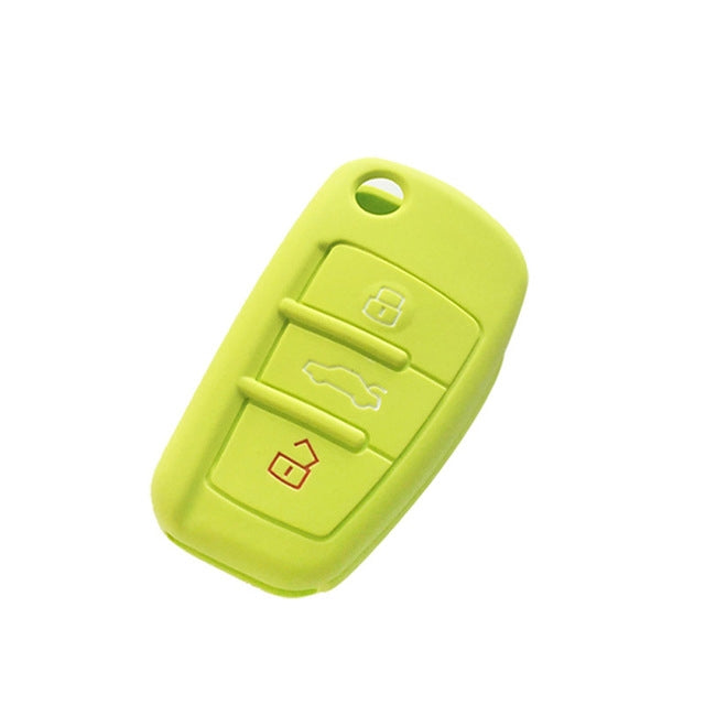 2 PCS Car Key Cover Silicone Flip Key Remote Holder Case Cover for Audi Q3 A3 A1, Black, Green, Pink, Blue, Red