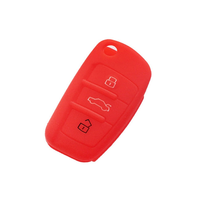 2 PCS Car Key Cover Silicone Flip Key Remote Holder Case Cover for Audi Q3 A3 A1, Black, Green, Pink, Blue, Red