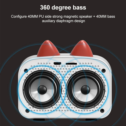 Creative Smart Wireless Mini Bluetooth Speaker Portable Computer Subwoofer Speaker with Alarm Clock, Cute Cat-White, Cute Cat-Pink