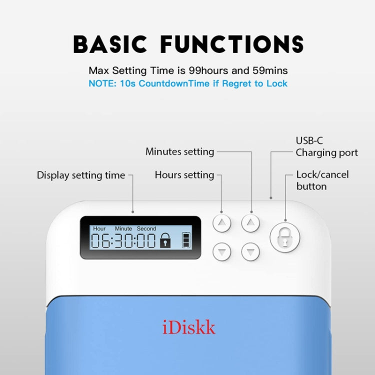 IDISKK Cell Phone Lock Box With Timer For Mobile Phones Within 6.7 Inch