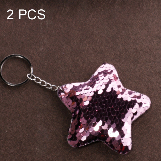 2 PCS Cute Chaveiro Star Keychain Glitter Pompom Sequins Key Chain Gifts for Women Llaveros Mujer Car Bag Accessories Key Ring, Star Shape(Pink), Star Shape(Green), Star Shape(Magenta), Star Shape(Colorful)