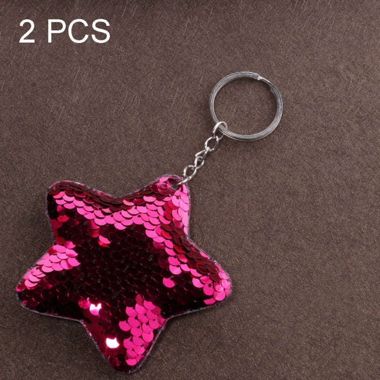 2 PCS Cute Chaveiro Star Keychain Glitter Pompom Sequins Key Chain Gifts for Women Llaveros Mujer Car Bag Accessories Key Ring, Star Shape(Pink), Star Shape(Green), Star Shape(Magenta), Star Shape(Colorful)