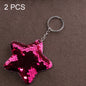 2 PCS Cute Chaveiro Star Keychain Glitter Pompom Sequins Key Chain Gifts for Women Llaveros Mujer Car Bag Accessories Key Ring, Star Shape(Pink), Star Shape(Green), Star Shape(Magenta), Star Shape(Colorful)