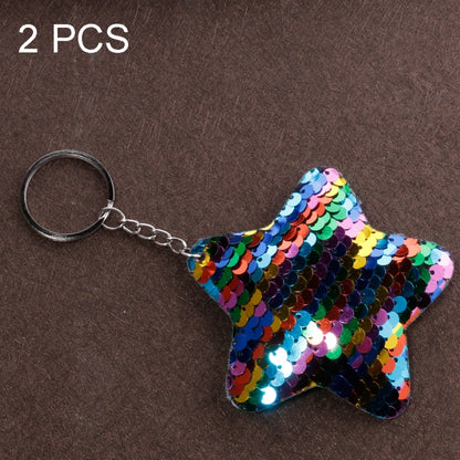 2 PCS Cute Chaveiro Star Keychain Glitter Pompom Sequins Key Chain Gifts for Women Llaveros Mujer Car Bag Accessories Key Ring, Star Shape(Pink), Star Shape(Green), Star Shape(Magenta), Star Shape(Colorful)