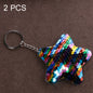 2 PCS Cute Chaveiro Star Keychain Glitter Pompom Sequins Key Chain Gifts for Women Llaveros Mujer Car Bag Accessories Key Ring, Star Shape(Pink), Star Shape(Green), Star Shape(Magenta), Star Shape(Colorful)