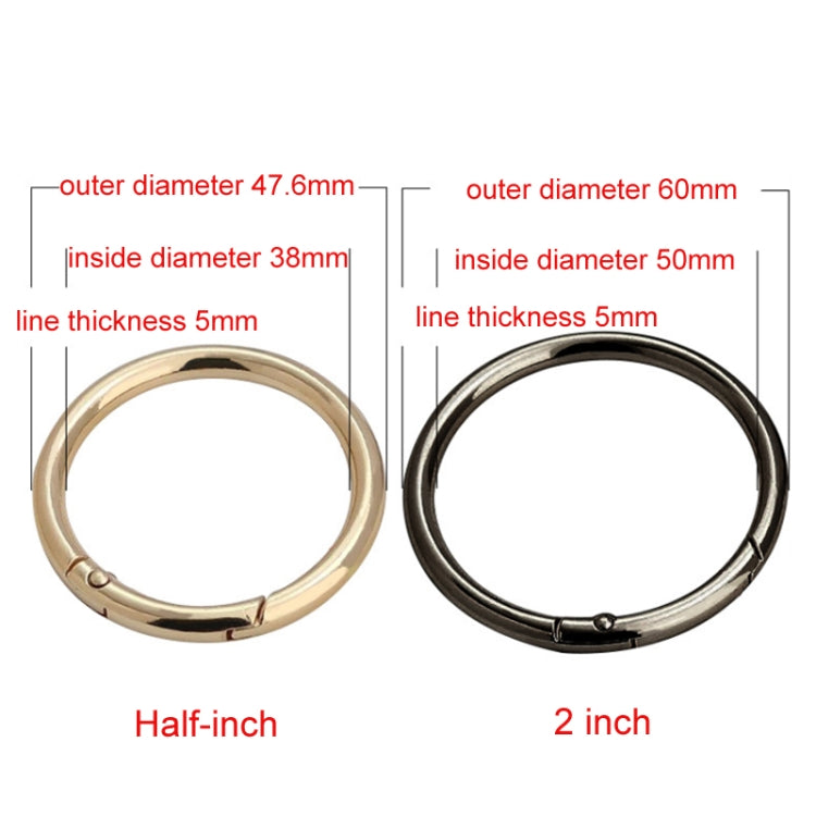 10pcs Zinc Alloy Spring Ring Metal Open Bag Webbing Keychain, Half-inch Light Gold, Half-inch Black, Half-inch Silver, 2 inch Light Gold, 2 inch Black, 2 inch Silver