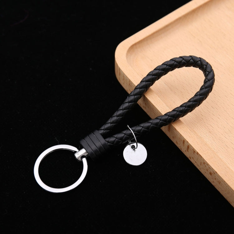 Woven Leather Cord Keychain Car Pendant Leather Key Ring, Baotou With Small Round Piece