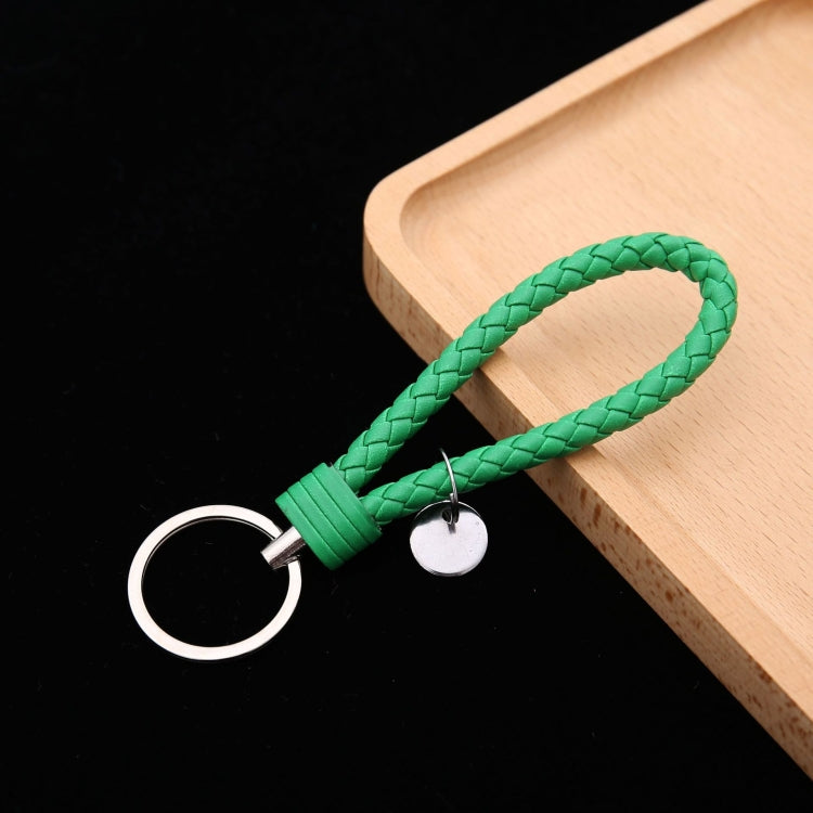 Woven Leather Cord Keychain Car Pendant Leather Key Ring, Baotou With Small Round Piece