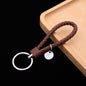 Woven Leather Cord Keychain Car Pendant Leather Key Ring, Baotou With Small Round Piece