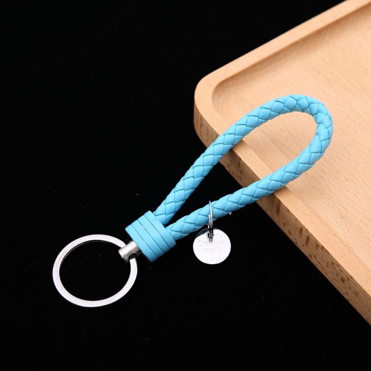 Woven Leather Cord Keychain Car Pendant Leather Key Ring, Baotou With Small Round Piece