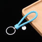 Woven Leather Cord Keychain Car Pendant Leather Key Ring, Baotou With Small Round Piece