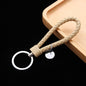 Woven Leather Cord Keychain Car Pendant Leather Key Ring, Baotou With Small Round Piece