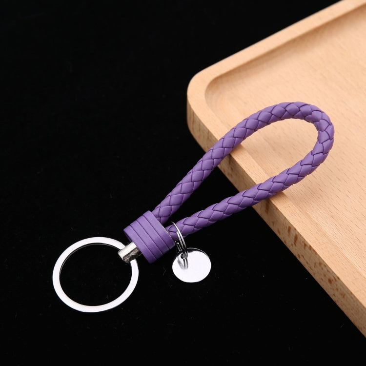 Woven Leather Cord Keychain Car Pendant Leather Key Ring, Baotou With Small Round Piece