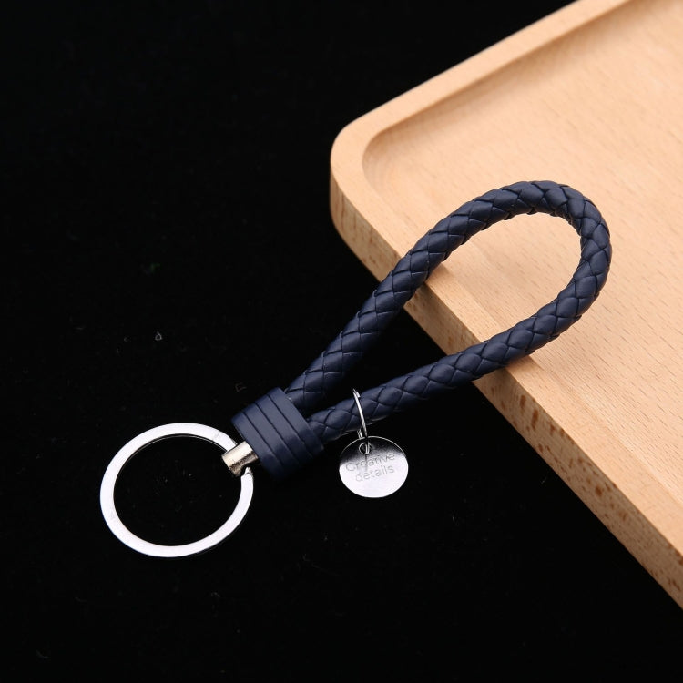 Woven Leather Cord Keychain Car Pendant Leather Key Ring, Baotou With Small Round Piece