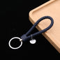 Woven Leather Cord Keychain Car Pendant Leather Key Ring, Baotou With Small Round Piece