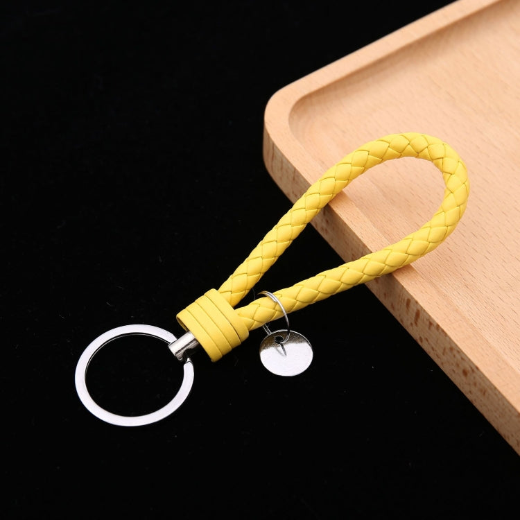 Woven Leather Cord Keychain Car Pendant Leather Key Ring, Baotou With Small Round Piece