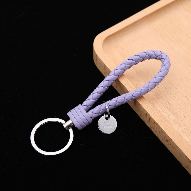 Woven Leather Cord Keychain Car Pendant Leather Key Ring, Baotou With Small Round Piece