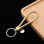 Woven Leather Cord Keychain Car Pendant Leather Key Ring, Baotou With Small Round Piece