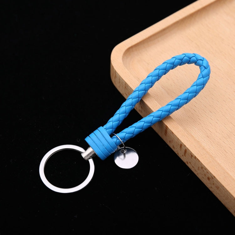 Woven Leather Cord Keychain Car Pendant Leather Key Ring, Baotou With Small Round Piece