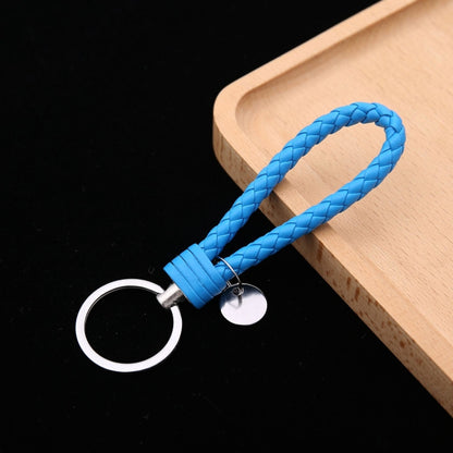 Woven Leather Cord Keychain Car Pendant Leather Key Ring, Baotou With Small Round Piece