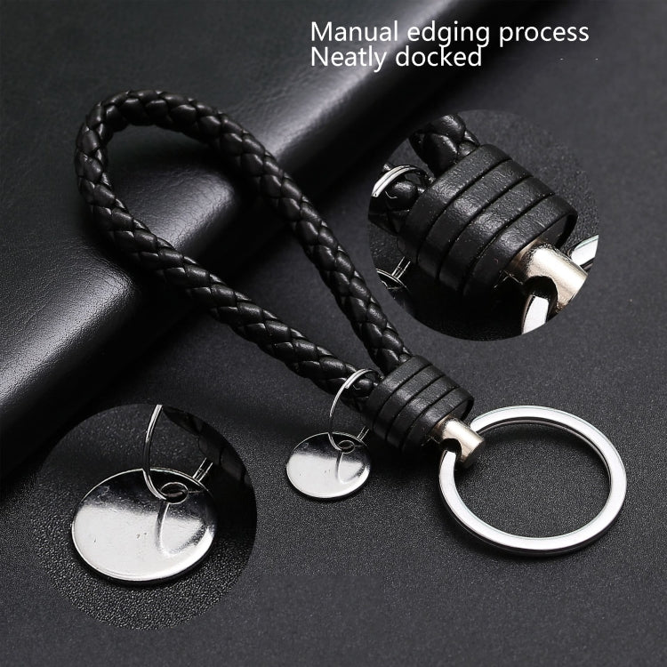 Woven Leather Cord Keychain Car Pendant Leather Key Ring, Baotou With Small Round Piece