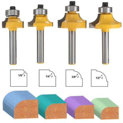 4 PCS/Set 1/4 Handle Alloy Fillet Knife Woodworking Trimming Machine Bit, 4 PCS/Set 1/4 Handle