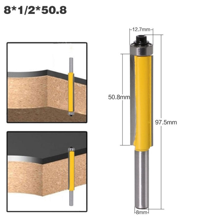 8-Handle Extended Trimming Cutter With Bearing Woodworking Line Milling Cutter, Specification:, 8x1/2x50.8mm, 8x1/2x63.5mm, 8x1/2x76.2mm, 3 PCS/Set