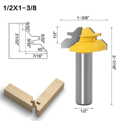 Woodworking Engraving Machine Milling Cutter 45 Degree Jointing Knife, 1/2x1-3/8mm, 1/2x2mm, 1/2x2-3/4mm, 12x1-3/8mm, 12x2mm, 12x2-3/4mm, 1/2mm Handle 3PCS/Set, 12mm Handle 3PCS/Set