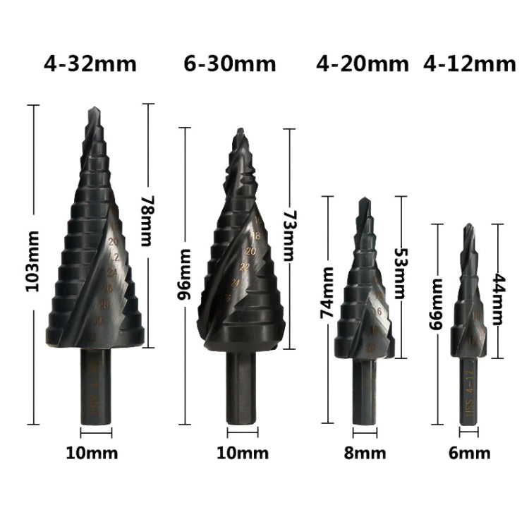 4-12mm   Triangular Shank Spiral Flute Step Drill Bit, 4-12mm, 4-20mm, 4-32mm, 6-30mm