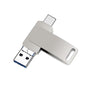 USB 3.0 + 8 Pin + USB-C / Type-C 3 in 1 Phone Computer Metal Rotatable U-Disk