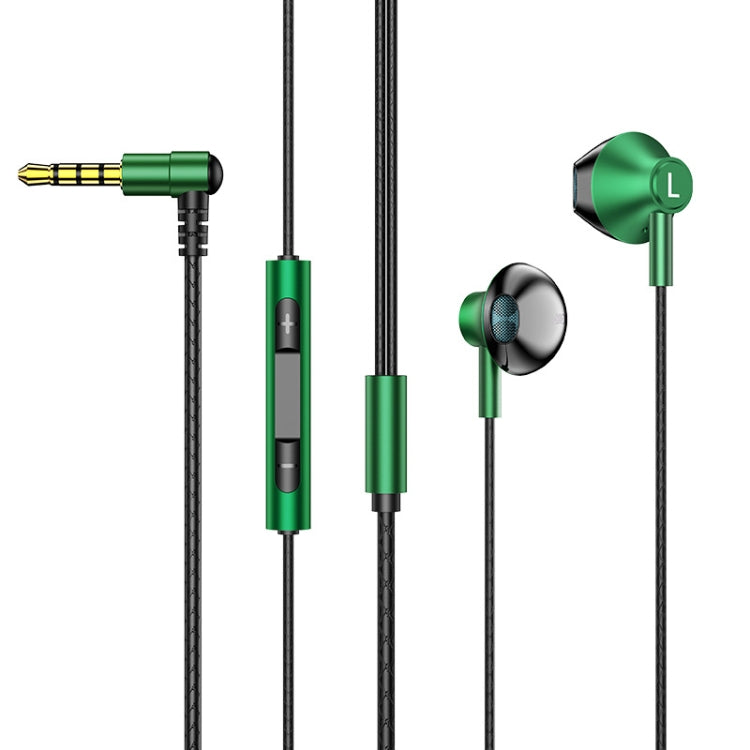 TS6800 3.5mm Metal Elbow Noise Cancelling Wired Game Earphone, Red, Green, Black, Silver Gray