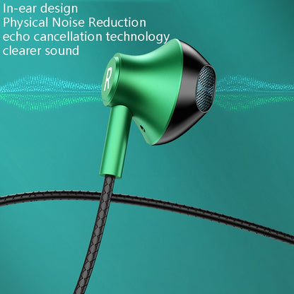 TS6800 3.5mm Metal Elbow Noise Cancelling Wired Game Earphone, Red, Green, Black, Silver Gray