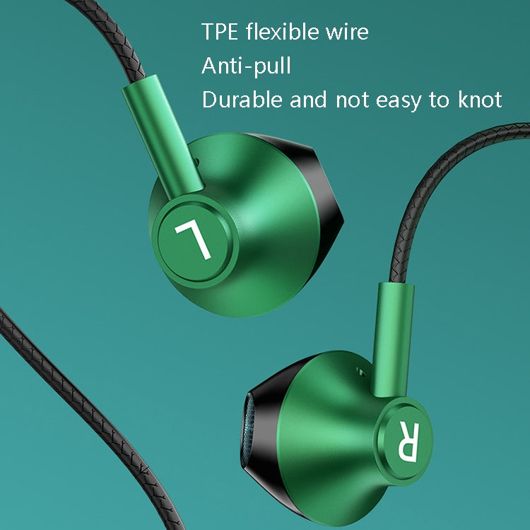 TS6800 3.5mm Metal Elbow Noise Cancelling Wired Game Earphone, Red, Green, Black, Silver Gray