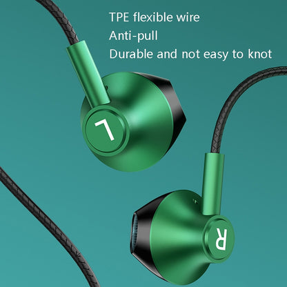 TS6800 3.5mm Metal Elbow Noise Cancelling Wired Game Earphone, Red, Green, Black, Silver Gray