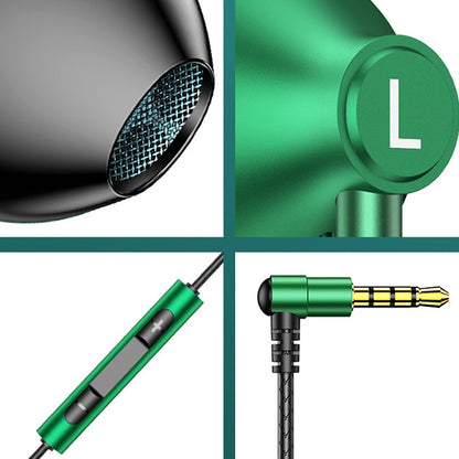 TS6800 3.5mm Metal Elbow Noise Cancelling Wired Game Earphone, Red, Green, Black, Silver Gray